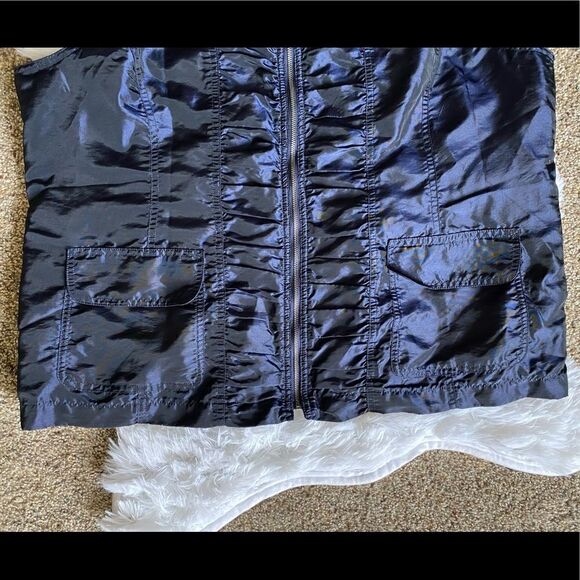 Chico’s Vest Windbreaker Swishy Blue Pockets Zip Front Lightweight Women’s XL - Picture 6 of 9
